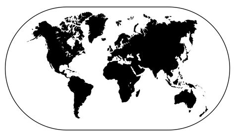 Black And White World Map - 20 Free PDF Printables | Printablee