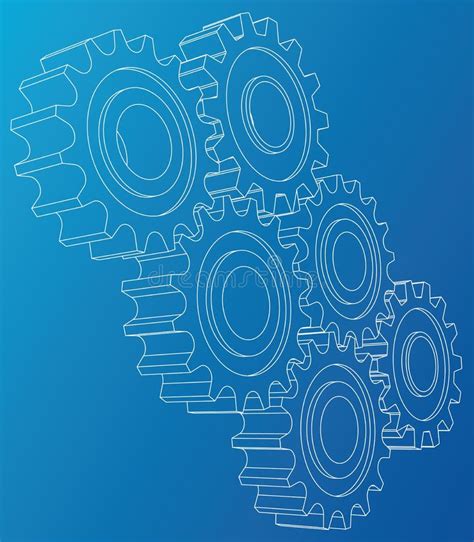 Background Industrial Design Gears. Conceptual 3d Wire-frame Illustration. Stock Vector ...