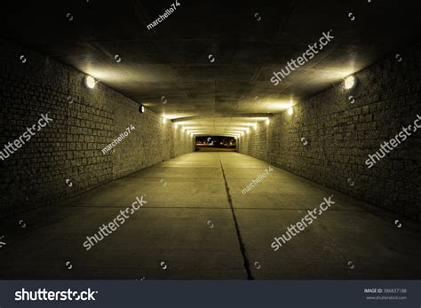 Empty Tunnel Yellow Light Night Stock Photo 386837188 | Shutterstock