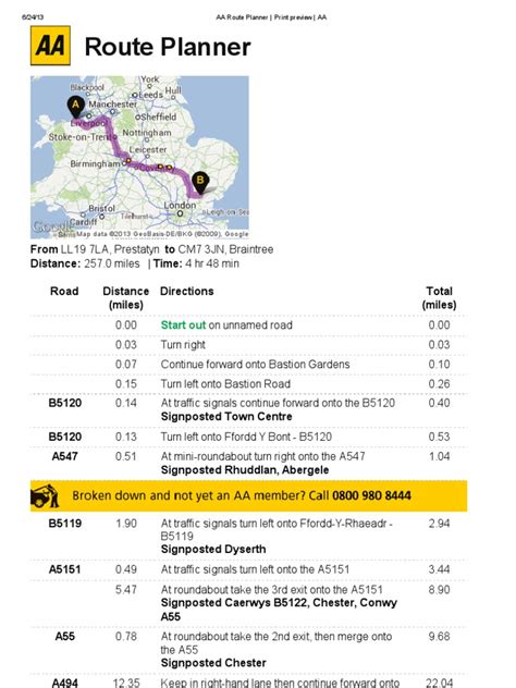 AA Route Planner - Print Preview - AA | PDF | Transport Infrastructure | Road