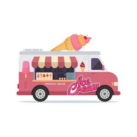 Ice cream truck vector flat illustration 2423025 Vector Art at Vecteezy