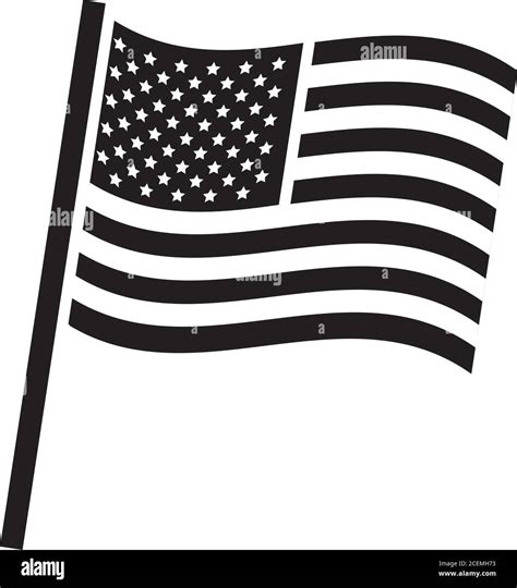 united states of america flag icon over white background, silhouette style, vector illustration ...