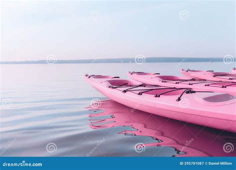 Pink Kayaks on a Calm Lake, Pink Life Stock Illustration - Illustration of delicate, pink: 295701087