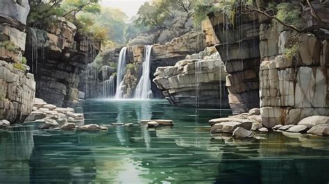 Premium AI Image | waterfall illustration HD 8K wallpaper Stock Photographic