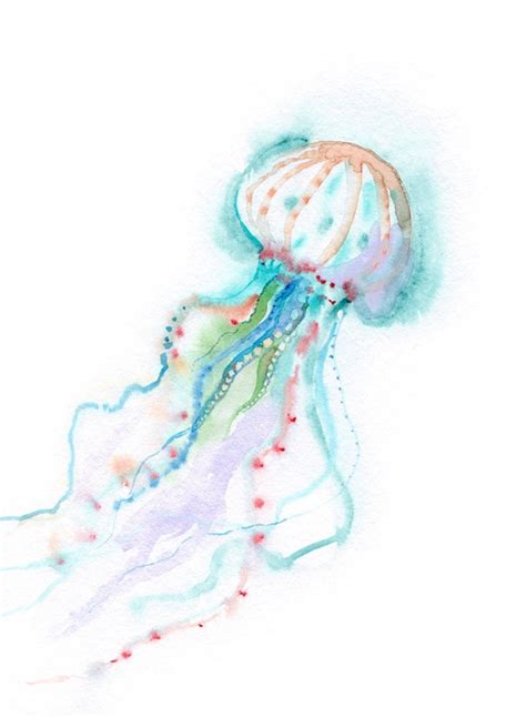 Jellyfish Art - Original Jellyfish Watercolor Painting - 8x10 UNFRAMED - Sea Jelly art painting ...