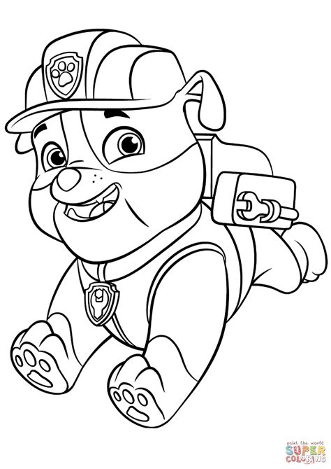 Paw Patrol Rubble With Backpack Coloring Page | Free Printable ... - Coloring Home