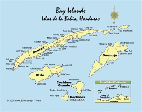 Map Of Roatan Honduras Island | Printable Templates Free