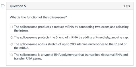 Solved What is the function of the spliceosome?The | Chegg.com