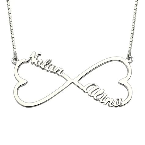 Personalized Heart Infinity Name Necklace Silver Love Heart Necklace Infinity Symbol Jewelry ...