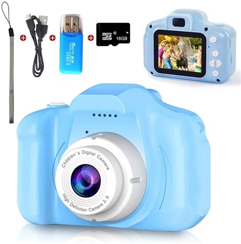 Amazon - Digital Camera for Kids, Mini Blue Rechargeable Children Camera Shockproof 8.0MP HD ...