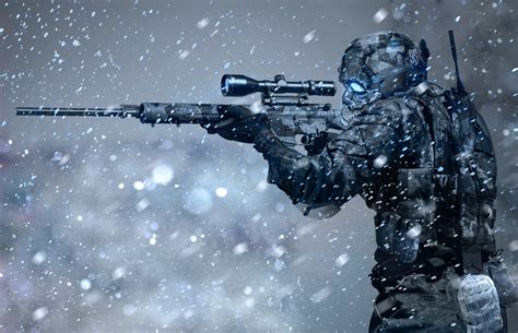 Wallpaper : special forces, snow, winter, futuristic, soldier, science fiction, sniper rifle ...