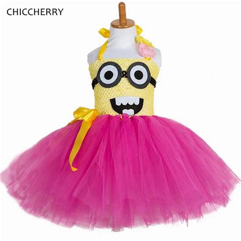 Summer Minions Lace Tutu Dresses Princess Children Girl's Birthday ...