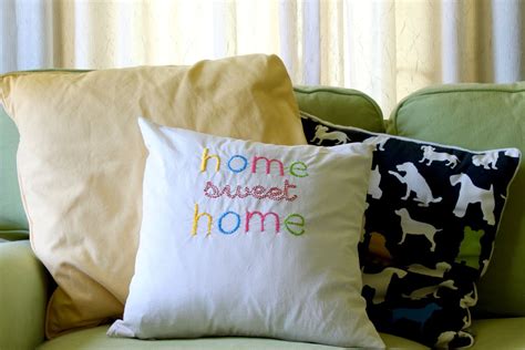 Embroidered Throw Pillow - DIY Home Sweet Home