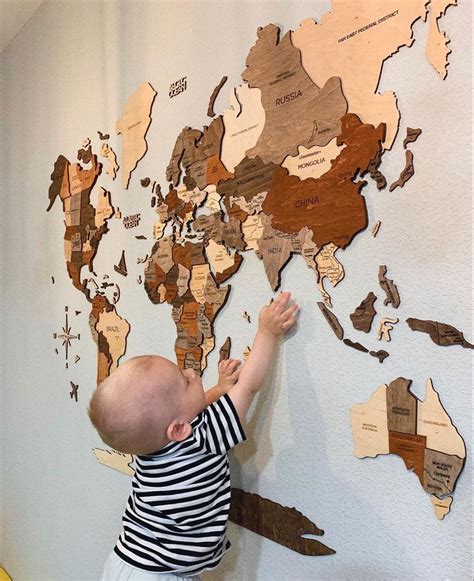 Wood World Map 3D Wooden Map DIY Wooden world map wall decor diy map wooden map gift Enjoy The ...