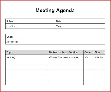 Staff Meeting Agenda Template | Template Business