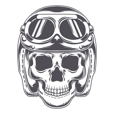 Vector Skull with vintage helmet biker 2898939 Vector Art at Vecteezy