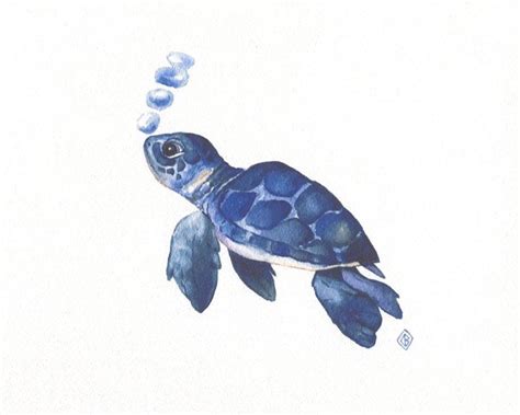 Print of baby sea turtle watercolor painting 8.5x11 | Etsy