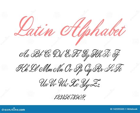 Latin Alphabet Classical Calligraphy and Lettering. Wedding Font Stock Vector - Illustration of ...