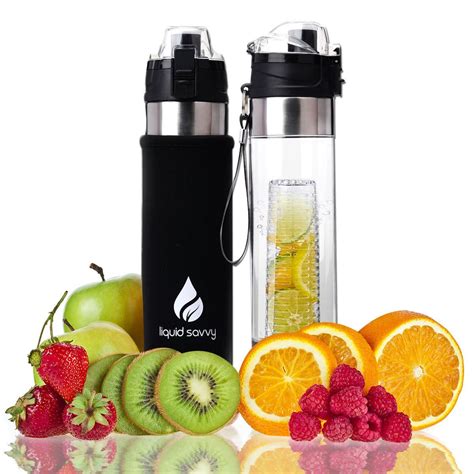 Liquid Savvy 24oz Water Infuser – Fruit Infused Water Bottle with Leak