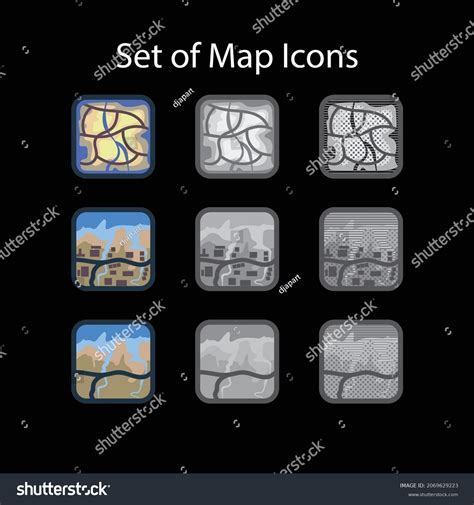 Set Map Icons Isolated Vector Illustration Stock Vector (Royalty Free) 2069629223 | Shutterstock