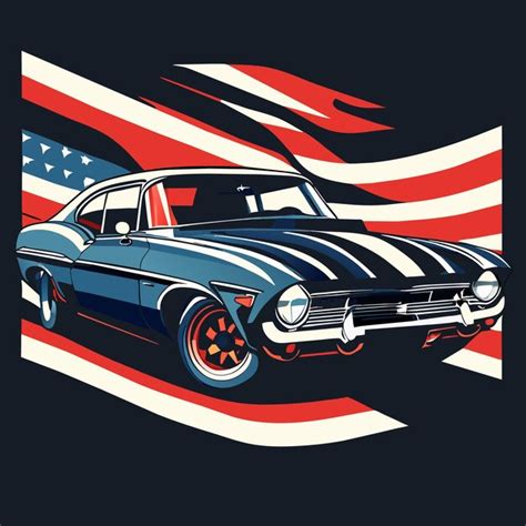 Premium Vector | American flag themed vintage car icon design