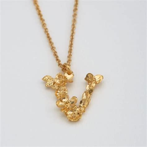 Floral Letter V Necklace