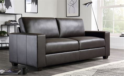 Mission Brown Leather 3 Seater Sofa | Furniture And Choice