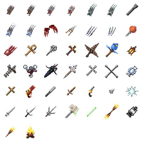 Offhand Weaponry Spritesheet pixel art by TdeLeeuw on DeviantArt