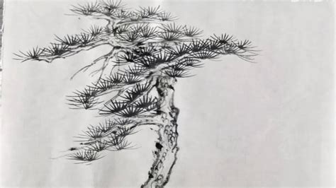 How to paint a pine tree with chinese art - YouTube