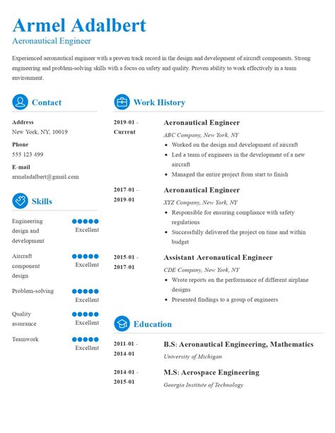 Aeronautical Engineer Resume Examples