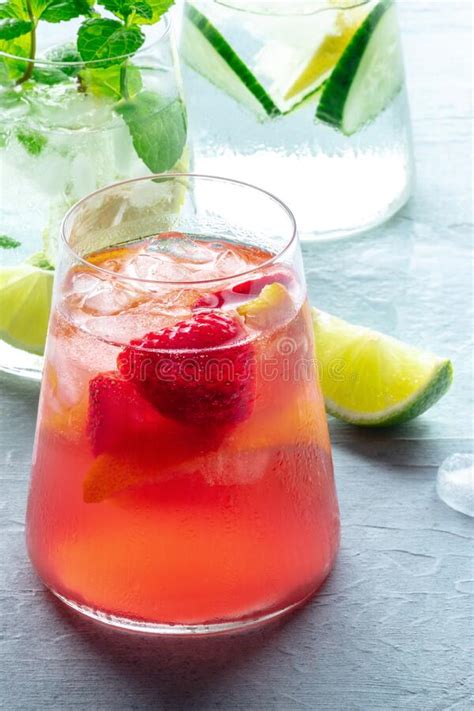 Summer Cocktail. Cold Drinks with Fresh Fruit. Healthy Mocktail Stock Image - Image of ...