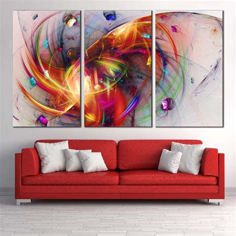 Modern Abstract Canvas Wall Art, 3D Abstract Fractal Creativity Multip – Swallart