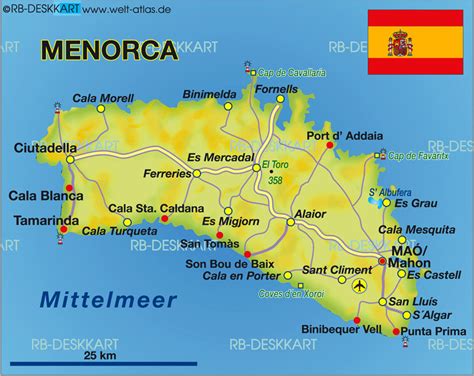 Map of Menorca (Island in Spain) | Welt-Atlas.de