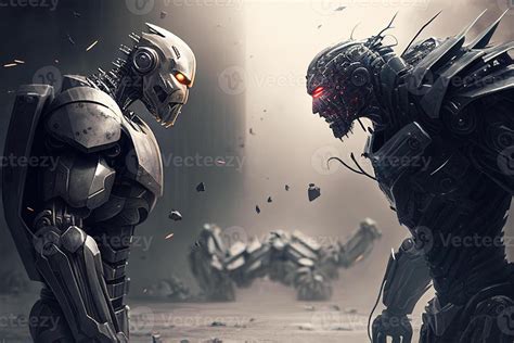 Robots fighting, robot fight illustration, Good vs evil android machine, 22006591 Stock Photo at ...