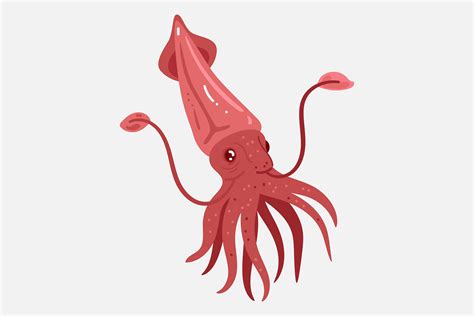 Flat Giant Squid Illustration Graphic by Miss Chatz · Creative Fabrica