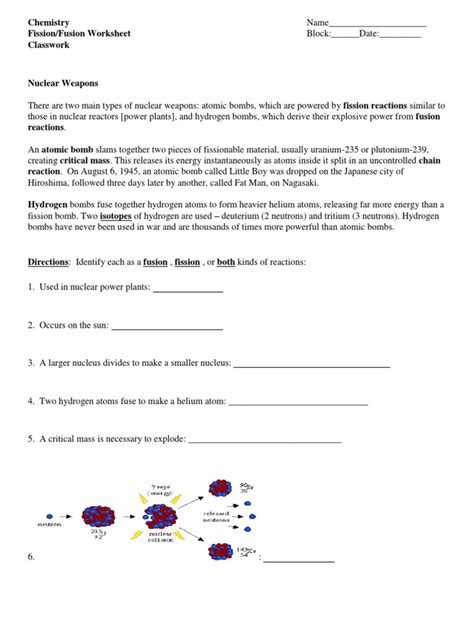 Free fusion and fission worksheet, Download Free fusion and fission worksheet png images, Free ...