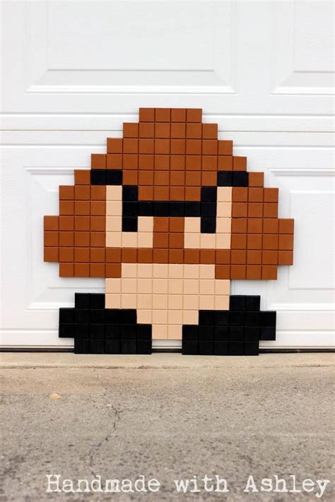 Super Mario Bros 8-bit Goomba Pixel Art | DIY Tutorial - Handmade with Ashley