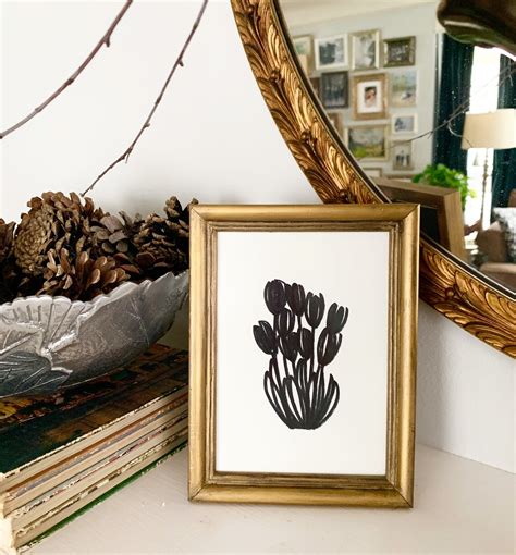 Tulip Drawing Black Flower Drawing Black Tulips Line - Etsy