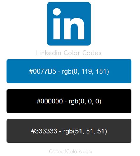 Linkedin Colors - Hex and RGB Color Codes