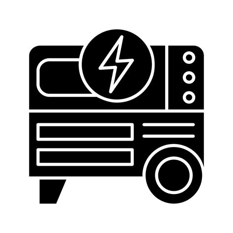 Portable power generator glyph icon. Home electric generator. Silhouette symbol. Negative space ...