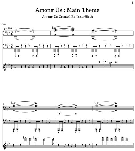 Among Us : Main Theme - Sheet music for Choir Synthesizer, Tuba, Piano