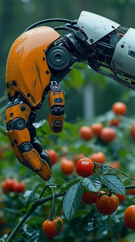 Robotic Harvest Technology Automates Agriculture As a Robot Arm Reaps Stock Illustration ...