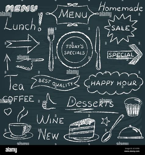 Chalkboard set of restaurant menu design elements Stock Vector Image & Art - Alamy