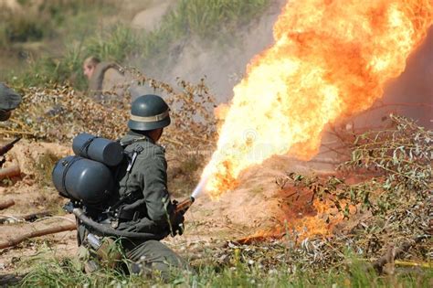 German Soldier with Flame-thrower Stock Image - Image of combustion, armed: 21397499