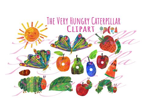 The Very Hungry Caterpillar Clipart PNG Transparent Digital - Etsy