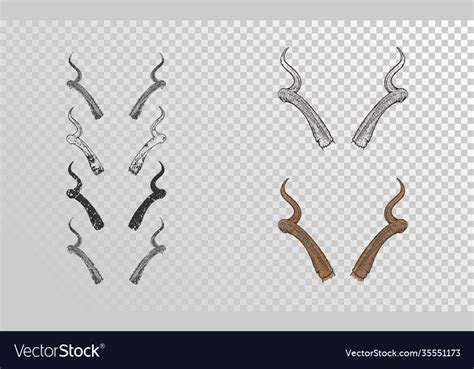 Set hand drawn horns antelope with grunge Vector Image