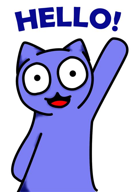 an image of a cartoon cat with the words hello