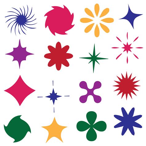 Vector set of Y2K stars, starburst and retro futuristic graphic ornaments for decoration ...