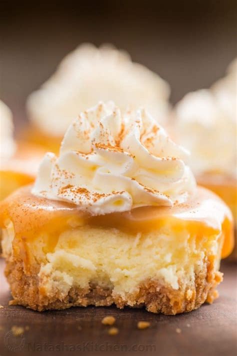 Mini Cheesecakes with Caramel Sauce - NatashasKitchen.com