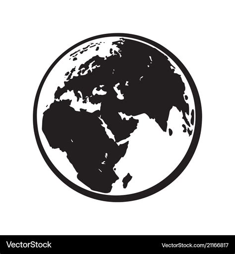 Globe earth icon black and white Royalty Free Vector Image